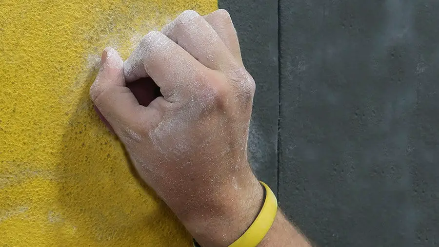 full crimp grip on a hand hold