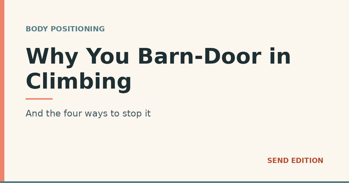 Why You Barn-Door in Climbing. And the four ways to stop it. Send Edition title card.