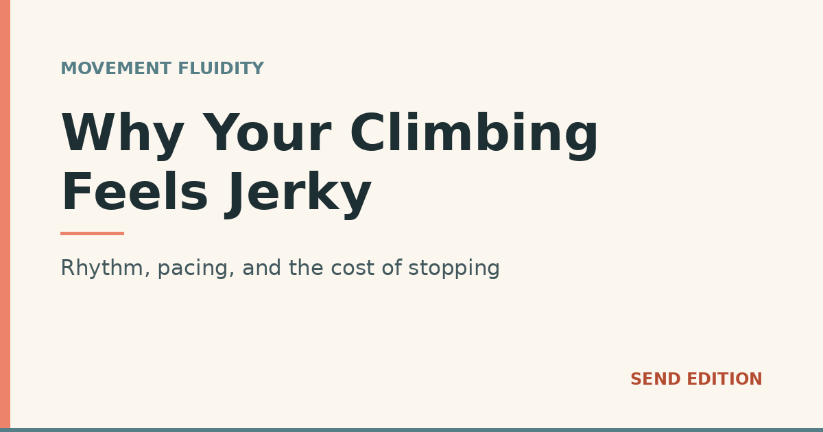 Why Your Climbing Feels Jerky. Rhythm, pacing, and the cost of stopping. Send Edition title card.