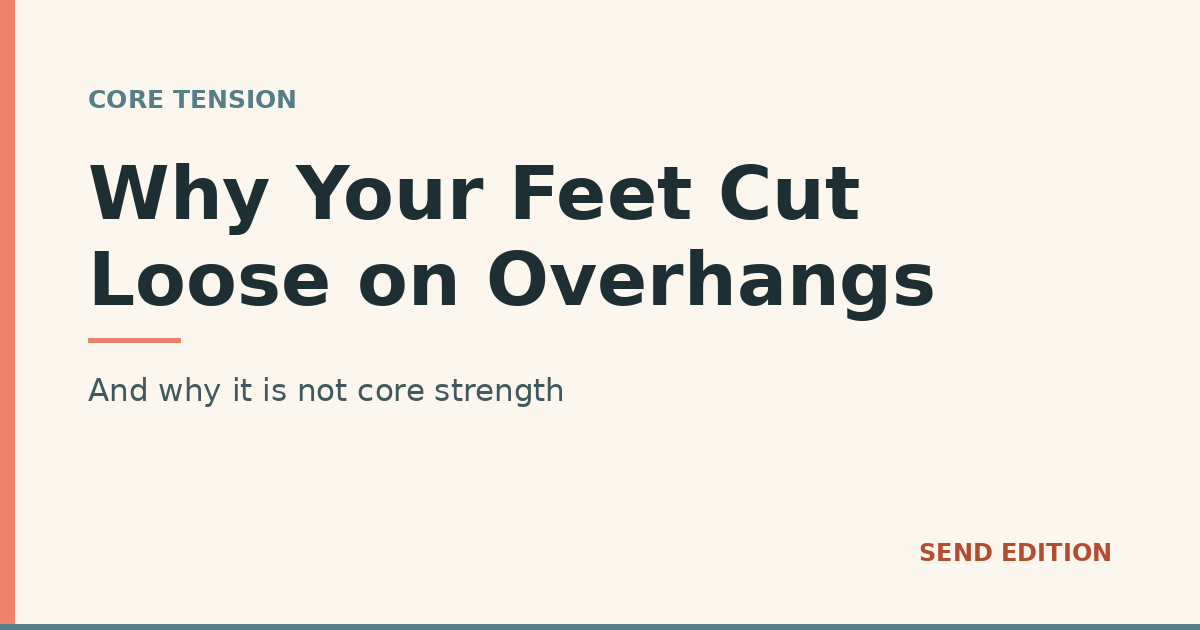 Why Your Feet Cut Loose on Overhangs. And why it is not core strength. Send Edition title card.