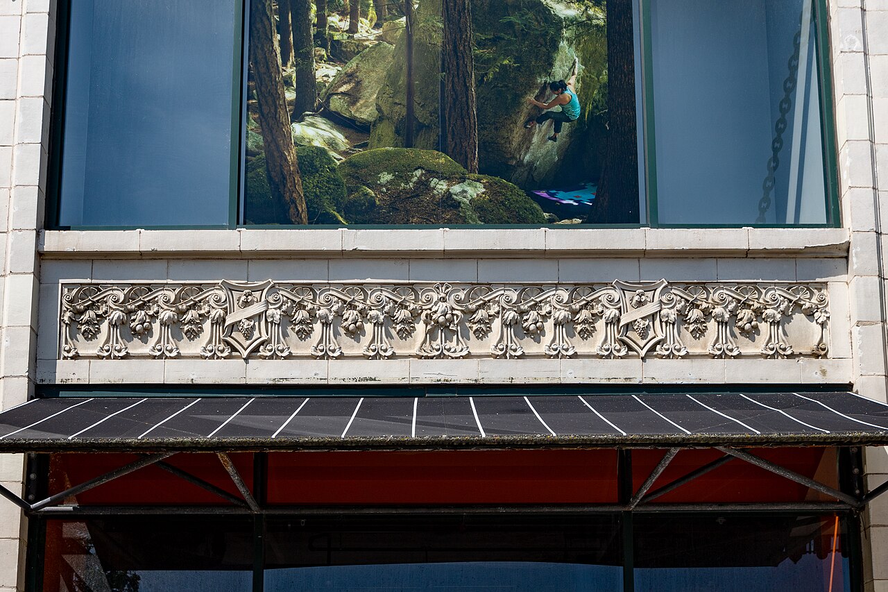 Facade of the historic Loren Miller building on Broadway in Uptown, home of First Ascent Uptown